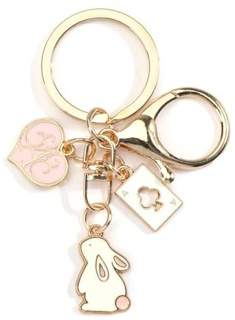 Schlüsselanhänger Hase Damen Niedliche Cartoon Schlüsselanhänger mit Taschen Anhänger Kawaii Bag Charm Handtaschen Geschenk für Mädchen (Herz)