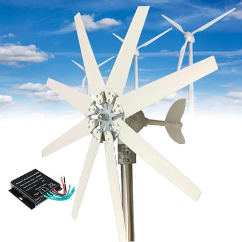 TINGBBAO 14000W Generador de Turbina Eólica, 12V 24V 48V 110V 220V Aerogenerador Horizontal 8 Palas con mppt Controlador de Viento Kit para Carga Marina doméstica(48V)
