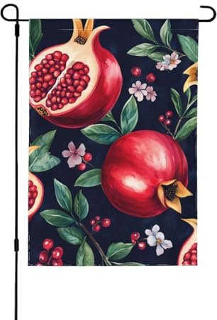 Bandera de jardín de 12.5 x 18 pulgadas, bandera de jardín de doble cara con frutas de granada, decoración de bandera de jardín para el hogar