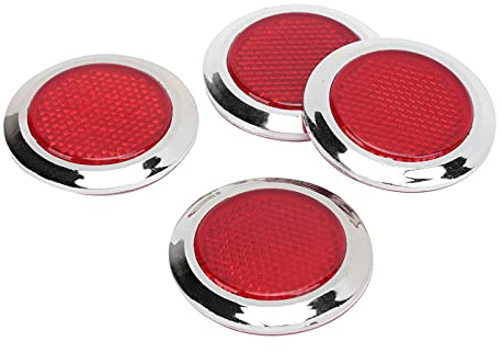 4pcs Roter Reflektor ABS Chrom Trim Runden Reflektierende Schutzschutz für Auto -Motorrad, Reflektierender Aufkleber, Dekorativer Aufkleber mit Klebstoffrücken für Autokörper,