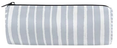 Federmäppchen, gestreift, grau, Stifthalter, Reißverschluss, Leinen, Stiftebox, Aufbewahrungsbox, gestreift, Kosmetiktasche, Schreibwaren-Tasche für Studenten, Schule, Büro
