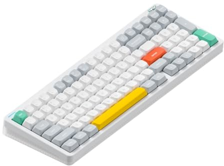 nuphy Halo96 V2 Teclado inalámbrico para juegos intercambiable en caliente, 99 teclas, teclado mecánico RGB, compatible con QMK/VIA, Bluetooth/USB-C/2,4 GHz, color blanco (42 gf)