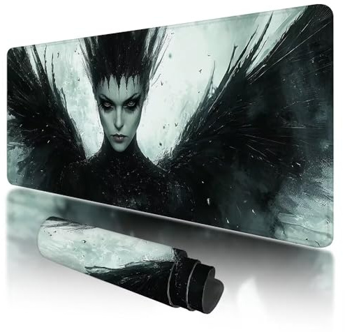 Mauspad XXL, 900 x 400 mm Gaming Mauspad Schwarz, Gaming Mousepad Groß mit rutschfeste Gummibasis, XXL Mousepad Anime Wasserdicht und rutschfeste, Großes Schreibtischunterlage für Home & Office, X-59