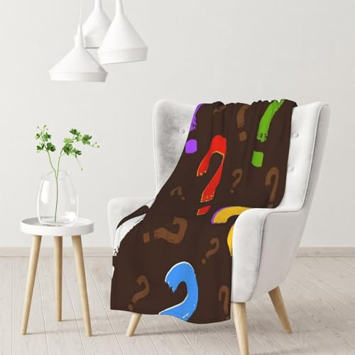 gawuoab Bunte, weiche und kuschelige Flanelldecke mit Fragezeichenmuster für die Couch