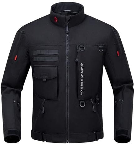 RIDEIRON Veste Moto Hommes Hiver Blouson Moto CE Class A Epaulettes Coudières(CE-2) Doublure Amovible Imperméable et Coupe-Vent Noir