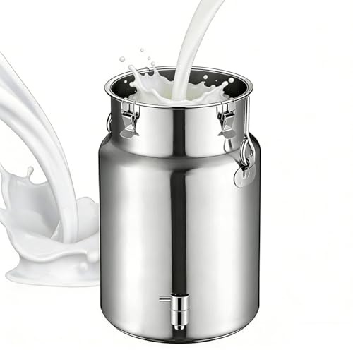 bidon de Transport de Lait bidon INOX pour Seau Alimentaire INOX avec Couvercle Huile d Olive pour Le Riz la Farine Les céréales,3Liters