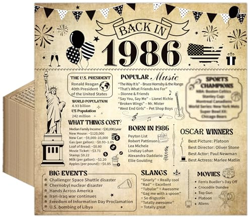 Yomover Servietten 40 Geburtstag Mann Frau, 50 Stück Back in 1986 Deko 40. Geburtstag Papierservietten, Vintage Party Servietten Tischdeko Geburtstagsdeko Für Männer Und Frauen