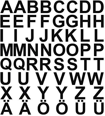 kleb-drauf® | 58 Buchstaben, Höhe je 5 cm | Schwarz - glänzend | Wandtattoo Wandaufkleber Wandsticker Aufkleber Sticker | Wohnzimmer Schlafzimmer Kinderzimmer Küche Bad | Deko Wände Glas Fenster Tür Fliese