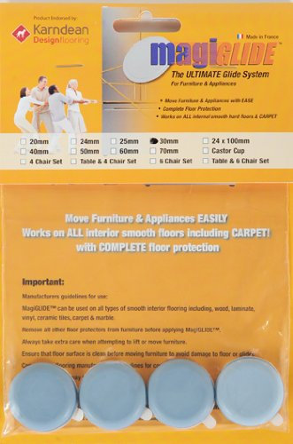 Furniture & Appliance Movers by MagiGLIDE 4 Pack 30mm Disc. The ULTIMATE glider for furniture & appliances with complete floor protection, endorsed by Karndean Designflooring