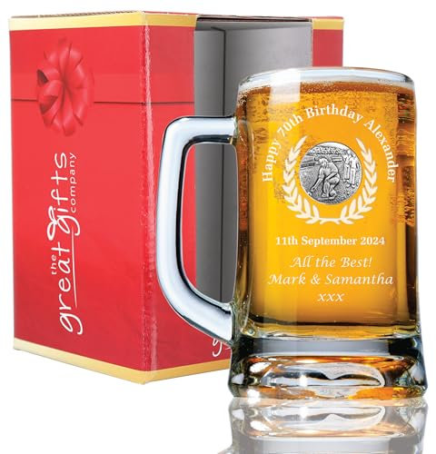 Lawn Bowls Feature Men's Personalised Engraved 70th Birthday Bowling Pint Glass Tankard Gift for a Man