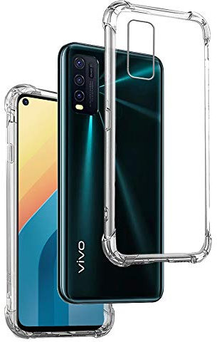 REY - Funda Anti-Shock Gel Transparente para Vivo Y20s - Y20 - Y20i - Y11s, Ultra Fina 0,33mm, Esquinas Reforzadas, Silicona TPU de Alta Resistencia y Flexibilidad