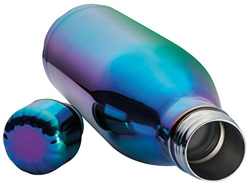 Edelstahl Trinkflasche / im Licht mit Regenbogenfarbeneffekt / 800ml