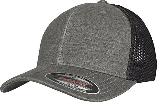 Flexfit Unisex 6511M-Retro Trucker Melange Cap, Khaki/Black Mesh, S/M