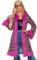 Smiffys 60er Psychedelischer Hippie Mantel, Rosa, mit Pelzbesatz