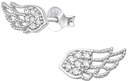 Laimons Damen-Ohrstecker Damenschmuck Engels-Flügel glanz Zirkonia Sterling Silber 925