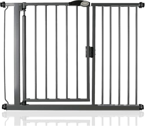 Bettacare Auto Close Stair Gate, 111cm - 118cm, Slate Grey, Pressure Fit Safety Gate, Baby Gate, Safety Barrier for Doors Hallways and Spaces, Easy Installation