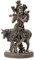 Veronese Design Skulptur, Hindu-Gott Krishna und die Heilige Kuh, Antik-Bronze-Finish, 26,7 cm