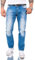 Rock Creek Herren Jeans Hose Comfort Fit Jeans Herrenjeans Herrenhose Denim Stonewashed Basic Weites Bein Raw RC-3101 Hellblau W34 L30