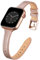 SUNFWR Compatible con correa de reloj Apple de 38 mm, 40 mm, 42 mm, 44 mm, repuesto de correa de piel auténtica, pulsera delgada y delgada para iwatch Series 6/5/4/3/2/1, SE (38 mm, 40 mm, Rosegold)