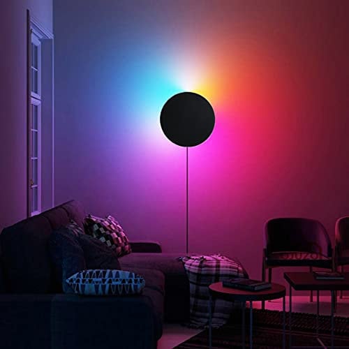QJUZO RGB LED Wandleuchte Dimmbar mit Fernbedienung und Steckdose Moderne Wandlampe Farbwechsel Farbige LED Wandleuchten für Flur Kinderzimmer Treppenhaus Wohnzimmer Schlafzimmer