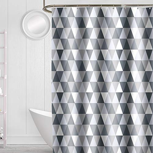 Motif de Mosaïque/Triangle Rideau de Douche Imperméable Anti-moisissure Anti-bactérien avec Crochets,Rideau Baignoire en Tissu Polyester pour Salle de Bains avce Motifs en Géométriques G 80x200CM