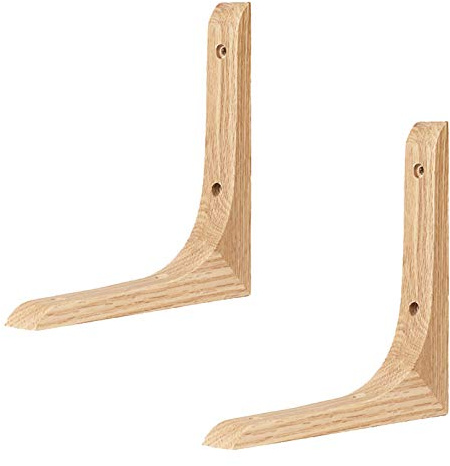 ZHUOZ1T Wooden Triangle Shelving Brackets,Oak Wall Mounted Floating Shelves Varnish Shelf Brackets,Solid Wood Gallows Bracket Right Angle Shelf Support,with Accessories,Load weight 20kg,2pcs