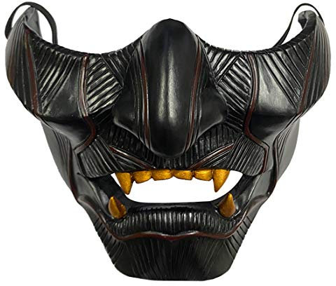 Giftik Ghost of Tsushima Maske Halbgesichtsmaske Cosplay Helm Halloween Harz Maske Requisiten Geschenke Party Kostüm Zubehör (Schwarz B)
