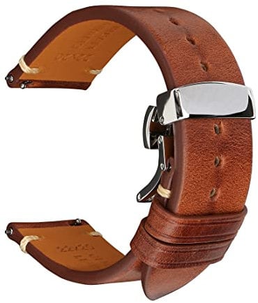 REZERO Schnellwechsel-Uhrenarmband, Oberleder-Uhrenarmbänder, Ersatzarmbänder aus Italienischem Kalbsleder 18mm 19mm 20mm 21mm 22mm 23mm 24mm für Herren, Damen