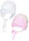 TupTam Baby Erstlingsmütze mit Ohrenklappen 2er Pack, Farbe: Kaninchen Rosa/Weiß, Größe: 62-68