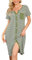 Marvmys Chemise De Nuit Femme Coton Manches Courtes Rayure Robe De Nuit Bouton Ouvert Devant Vêtements De Nuit Cardigan Vêtement d'Intérieur Vert XXL