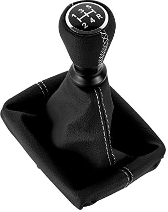 DOMENICA 5 Gang Schaltknauf Schalthebel mit Schaltmanschette Kompatibel für Peugeot 206 406 (Weiß)