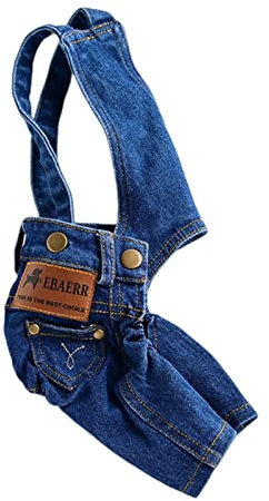 SERUMY Hundekleidung Denim Hundeoverall Haustierkleidung für Hundemantel, Jeans, Hundekleidung, Bulldogge, Kleidung für kleine Hunde, Chihuahua, Yorkshire-Blau, L