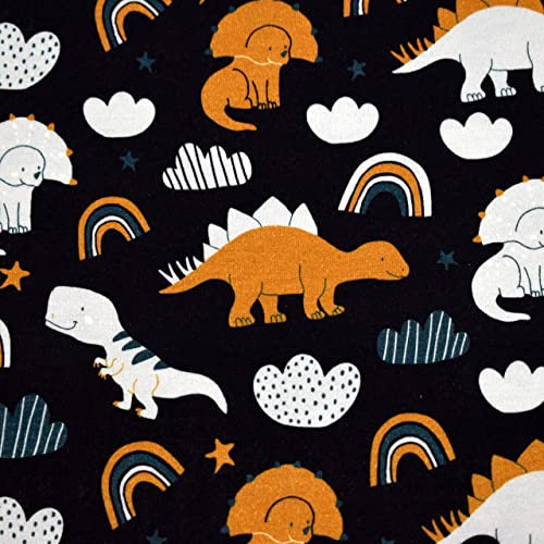 MAGAM-Stoffe Dino Bande Jersey Kinder Stoff Oeko-Tex Meterware 50cm (Dino Navy Blau)