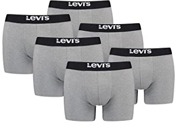 Levi's Herren Men's Solid Basic Boxers (6 Pack) Boxer Shorts, Farbe:Middle Grey Melange, Bekleidungsgröße:M