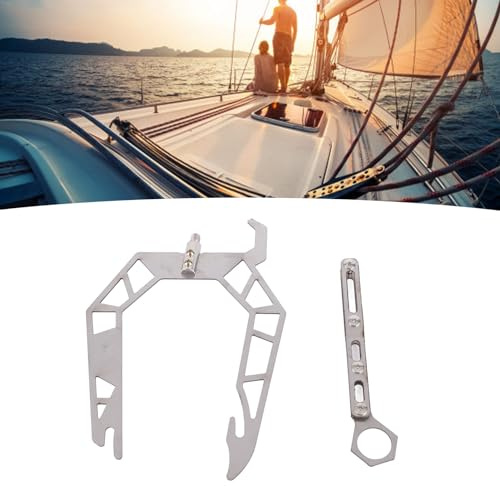 KIMISS Dock Hook Pole, U Type Mooring Rope Threader Stainless Steel Dock Hook Cable Wire Guider Ship Parking Tool (Normal Version)