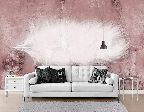Papier Peint Intissé Fond Rose Plume Peint À La Main Décoration Murale Poster Tableaux Muraux Salon Chambre Art Mural Taille Personnalisée