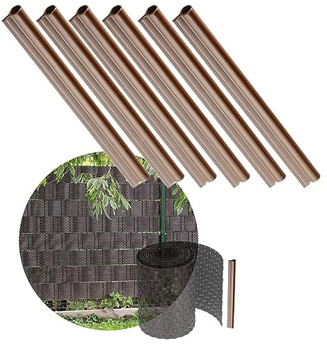KADAX Klemmschienen für Sichtschutzstreifen, Befestigungsclips aus Kunststoff, Klemmstreifen, Clips für Zaunfolie, Endclips (6 Stück Set, Braun)