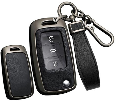 TECART Coque de protection pour clé de voiture intelligente - Convient pour VW Caddy Jetta Bora Beetle EOS Golf 4 5 6 Polo Passat 3BG 3B - Étui de protection portable en cuir - Accessoire de clé B,