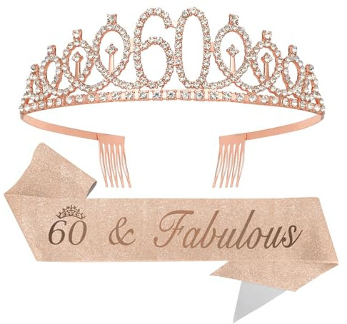60. Geburtstag Krone und Schärpe - Tiara für Frau und Mann - Deko und Geschenke zum 60. Jubiläum