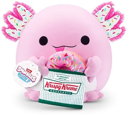 Snackles, Series 2, Axolotl (Krispy Kreme), Kuschelig-weiches, beruhigendes, 20 cm großes Plüschspielzeug mit lizenziertem Snackmarken-Accessoire (Axolotl)