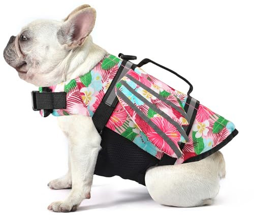 Petglad Hundeschwimmweste, Flügel, Hundeschwimmweste mit Kinnschwimmer, Rettungsgriff für kleine, mittelgroße und große Hunde, verstellbar, hohe Sichtbarkeit, Schwimmweste für Haustiere, zum Schwimmen
