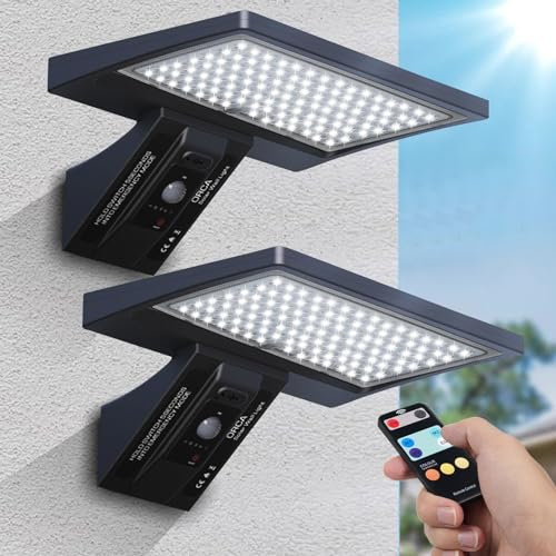 Lixada Solarlampen für Außen 2 Stücke, Solar Lampe Outdoor 4 Modes IP67 Wasserdichte Solarlampe, Solar Strahler mit Bewegungsmelder Aussen Solar für Garten, Garage, Haustür