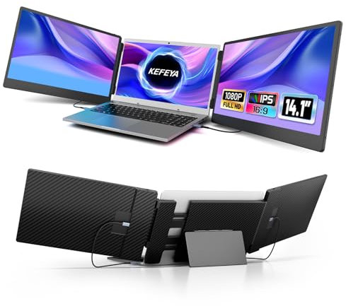 KEFEYA Laptop Bildschirm Erweiterung, 14,1'' Portable Monitor mit 1080p FHD für PC Xbox PS4/5 Switch Mac Laptop