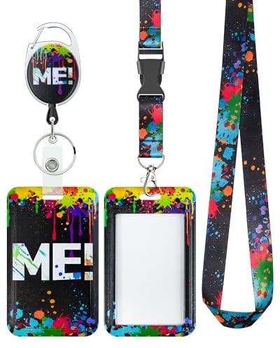 Uniclife Porte Badge Coulissant ME en Plastique avec Enrouleur de Badge Rétractable Mousqueton et Lanière Détachable Porte Carte Navigo Vertical Gaufré pour Travailleur Infirmier Enseignant Étudiants