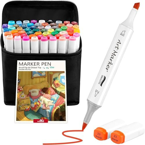 Funthy Graffiti Stifte, 60 Alkohol Stifte Set, 2 Sekunde Schnell Trocknende Alkohol Marker Set, Filzstifte mit Anti-Seepage Abstandshaltern für Malerei, Zeichnung, Design, Rendering, Manga