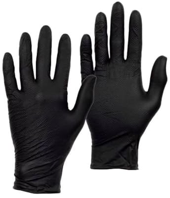 PDL - Pegdev 300 x Premium Black Nitrile Gloves - Powder-Free, Disposable, Latex-Free for Tattoo Artists, and Mechanics, Ambidextrous, Textured Grip Size (Extra Large) - 150 Pairs