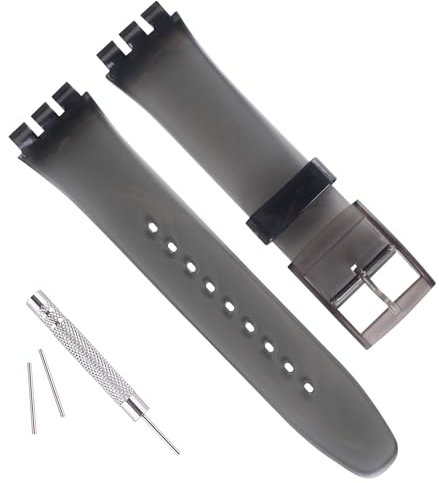 GREENOLIVE Ultradünnes Ersatz-Uhrenarmband aus Silikonkautschuk für die Swatch Skin-Serie (16 mm) (Hellschwarz)