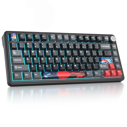 Surmen M75 75% Wireless Creamy Keyboard with Joint, Bluetooth Mechanical Gaming Keyboard Prelubrized BT5.0/2.4Ghz/USB with Sound Absorbing Pads Hot Swap