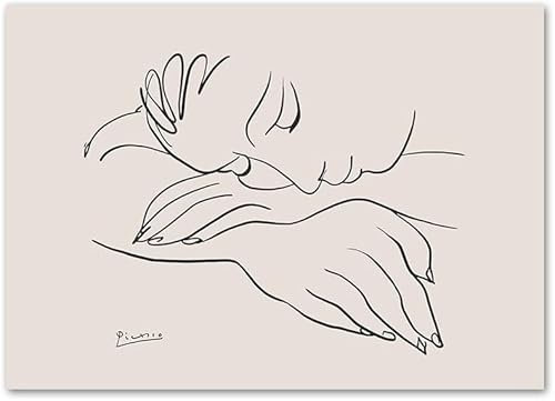 ZZYGGN GMGSW Pablo Picasso Poster Pablo Picasso Schlafende Frau Wandkunst Pablo Picasso Drucke Pablo Picasso Gemälde Leinwand für Wohnkultur Bild 50x75cm Kein Rahmen