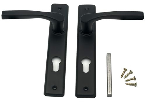 BRESKO Türgriff Türbeschlag Türklinke Langschild Türdrücker Drückergarnitur Garnitur Griff Klinke Türgarnitur (Griff & Griff lang PZ schwarz)